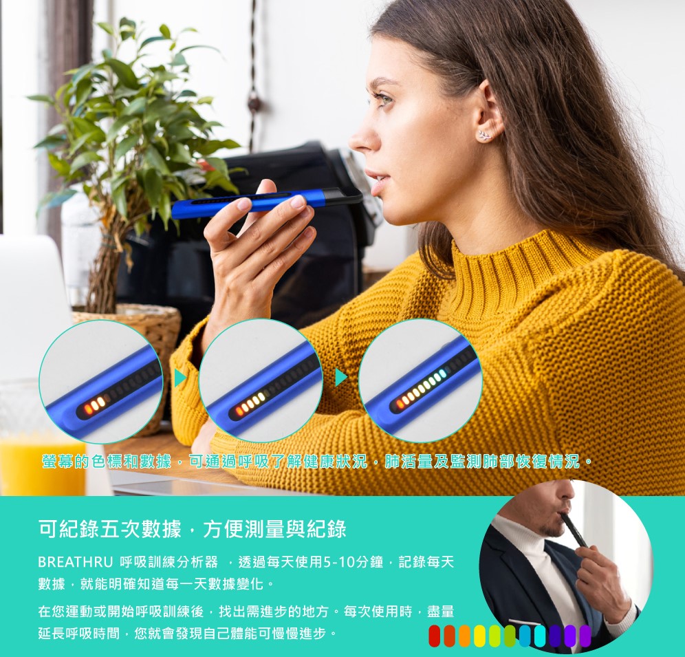 BREATHRU 呼吸訓練分析器 數據測量 運動紀錄